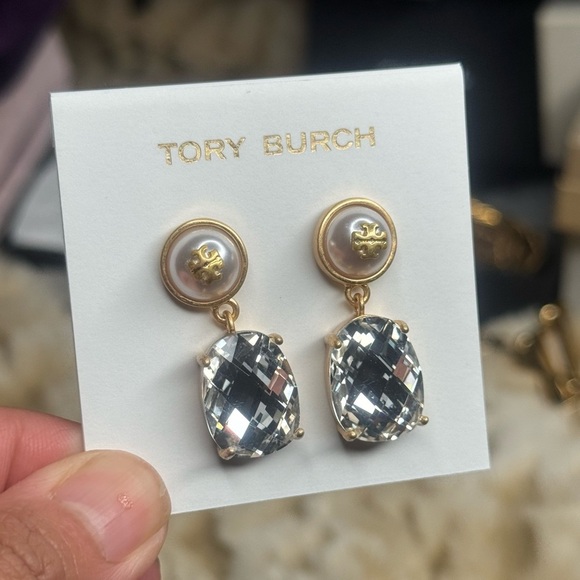 Tory Burch Gold and pearl Drop Earrings - Picture 3 of 6